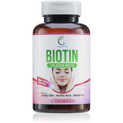Helthyr Biotin Dietary Supplement - 10,000mcg - Skin, Hair & Nails - 60 Capsules